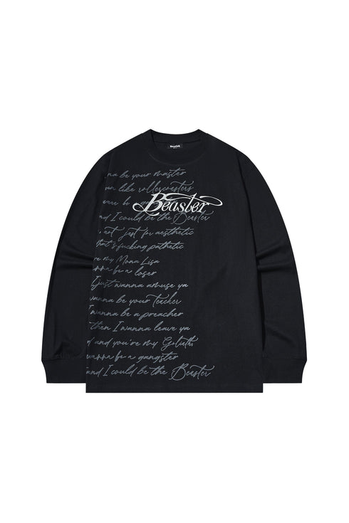 Print Long-sleeved T-shirt-Black
